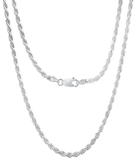 Steeltime Unisex Sterling Silver Rope Chain Necklace