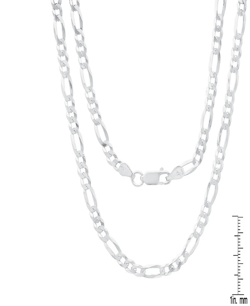 Steeltime Unisex Sterling Silver Figaro Superflat Necklace