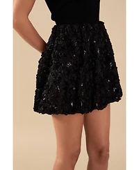 endless rose Women's Sequins Floral Mini Skirt