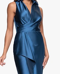 Xscape Women's Collar Sleeveless Sheath Midi Dress
