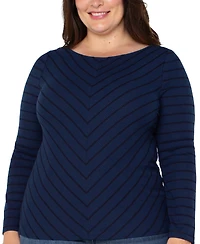 Liverpool Los Angeles Trendy Plus Striped Knit Top