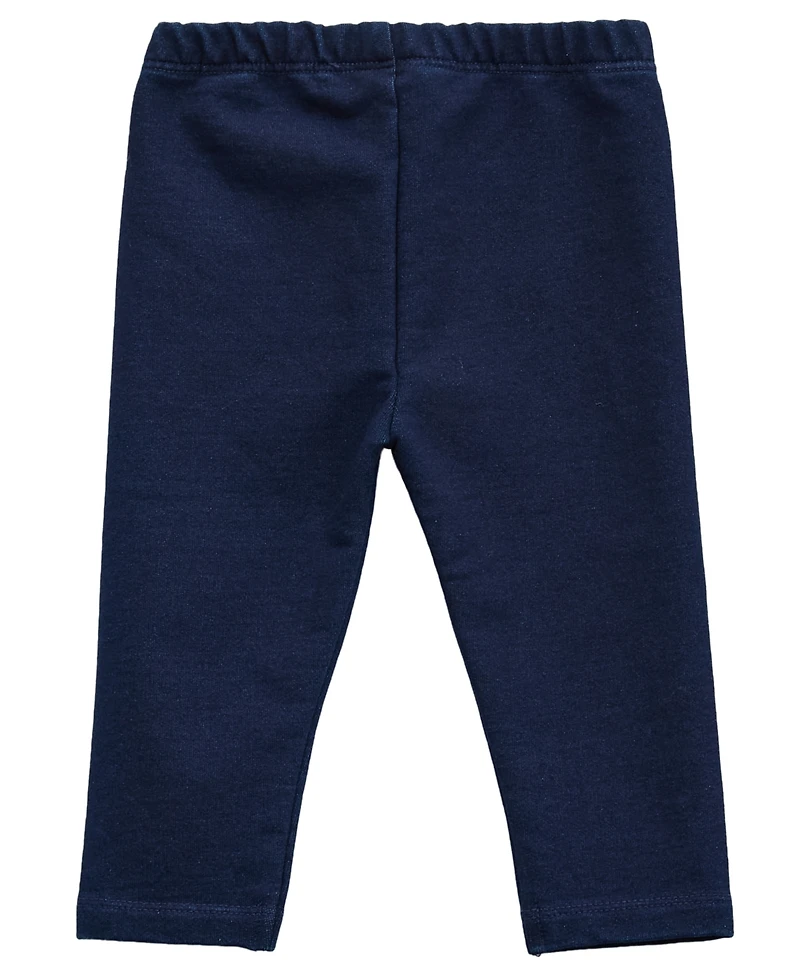Guess Baby Girls 2-Piece Long Sleeve Yarn Dye Stripe T-Shirt and Knit Denim Pants Set