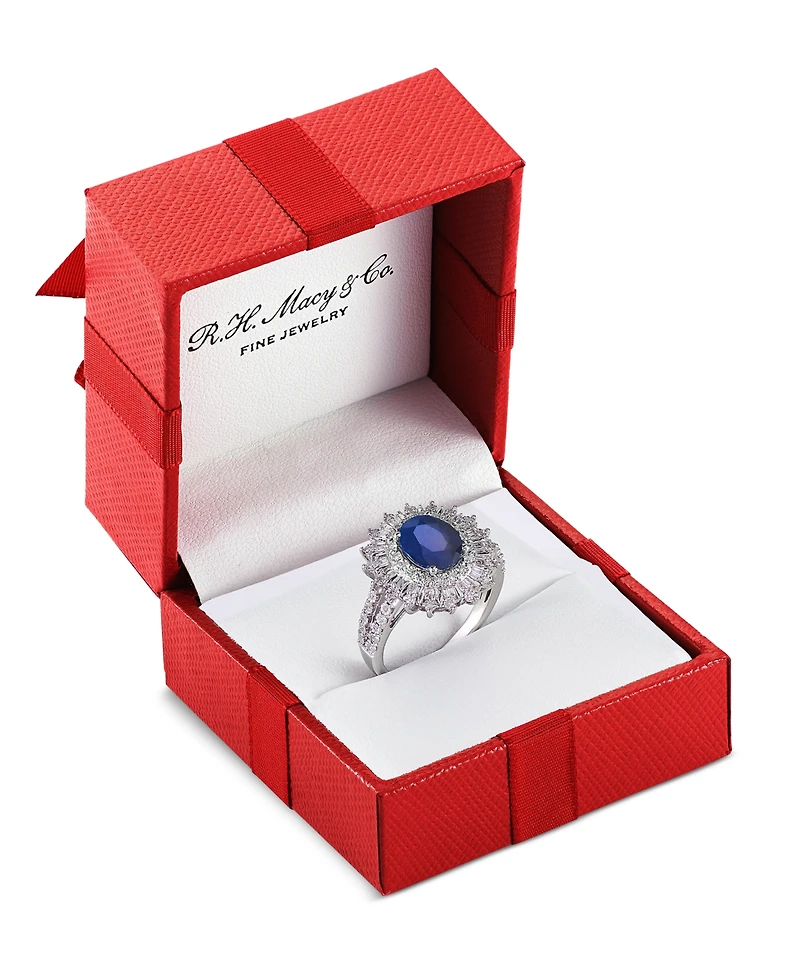 Effy Ruby (1-7/8 ct. t.w.) & Diamond (1/4 Halo Statement Ring 14k White Gold (Also Sapphire and Emerald)