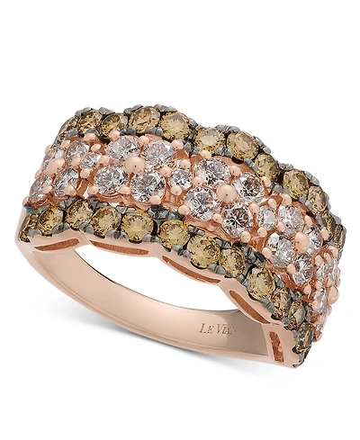 Le Vian Nude Diamond & Chocolate Scalloped Multirow Ring (2-1/4 ct. t.w.) 14k Rose Gold