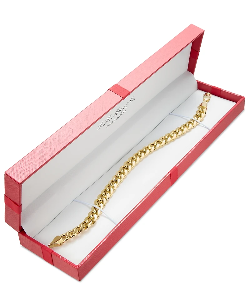Lightweight Men's Cuban Chain Link Bracelet (10mm) in 14k Gold