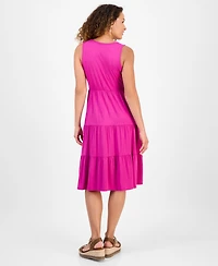 Style & Co Petite V-Neck Tiered Sleeveless Midi Dress, Exclusively at Macy's