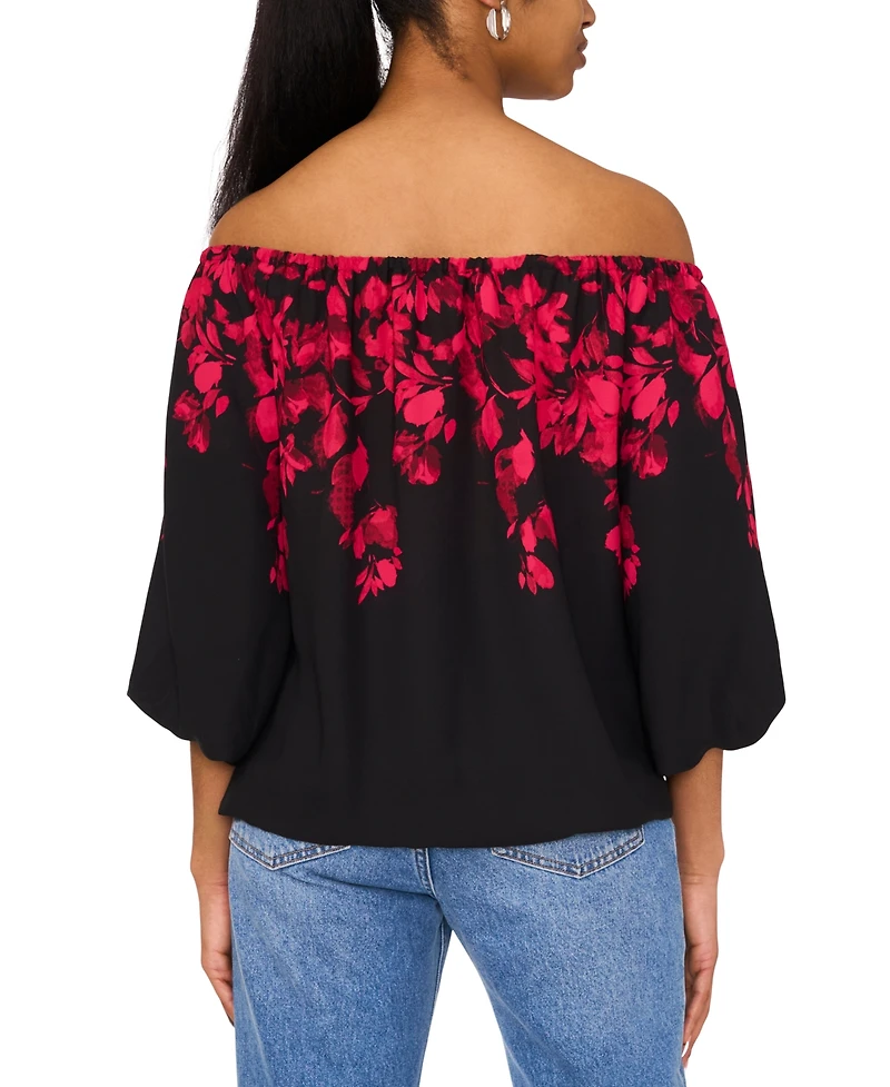 Sam & Jess Women's Off-The-Shoulder Floral Tie-Hem Top