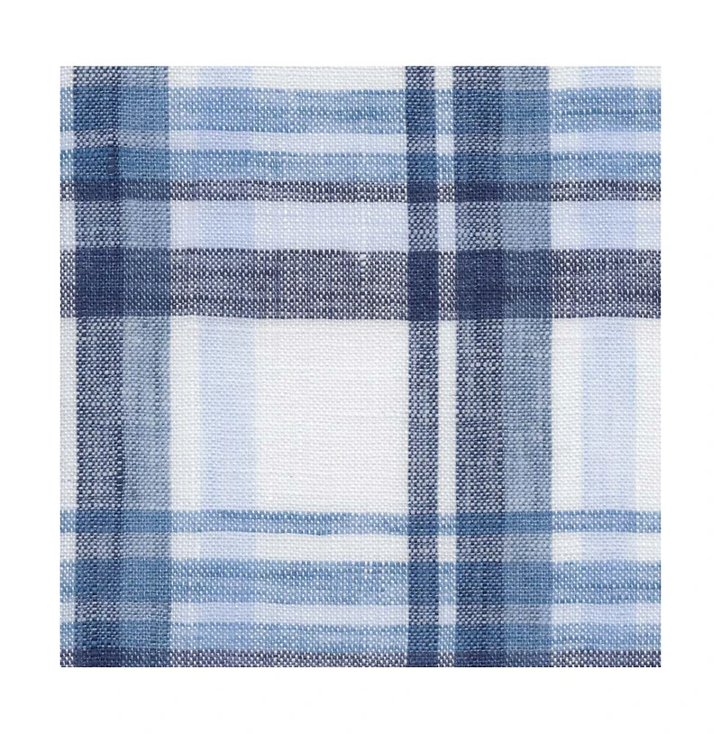 Scott Barber Men's European Linen Navy Plaid
