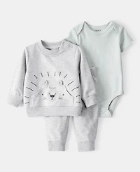 Carter's Baby Boys Lion Little Pullover Top, Bodysuit & Pants, 3 Piece Set