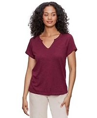 Sanctuary Womens Notch Neck Short Sleeve T Shirt