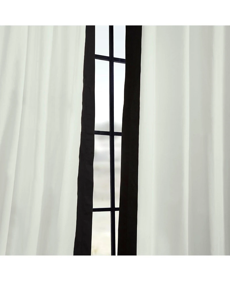 Half Price Drapes Fresh Popcorn & Black Bordered Grommet Vertical Printed Cotton Curtain