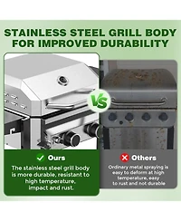 Cowsar 2-Burner Propane Gas Grill with Folding Side Tables,Stainless Steel 16,000 Btu Bbq Grill,Outdoor Grill for Barbecue,Patio,Camping