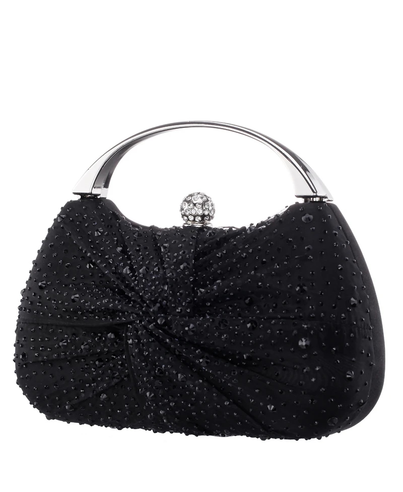 Nina Crystal Twist Chiffon and Satin Minaudiere Clutch Bag