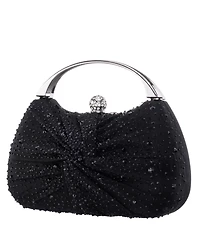 Nina Crystal Twist Chiffon and Satin Minaudiere Clutch Bag