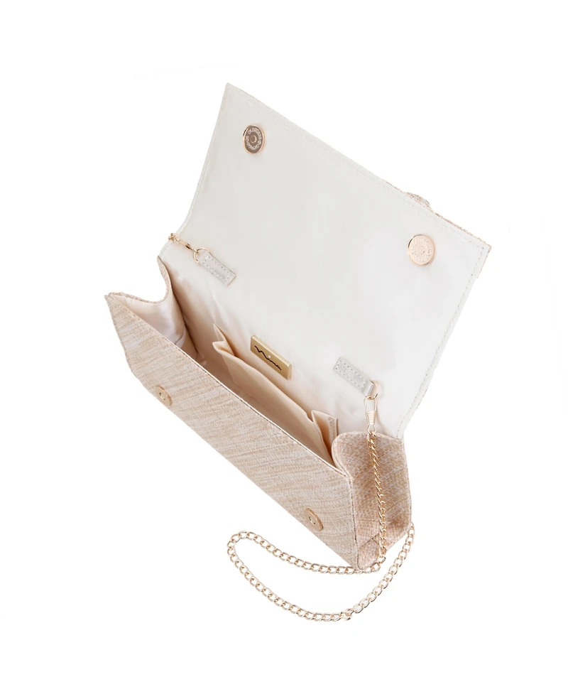 Nina Large Crystal Flower Slim Clutch Bag