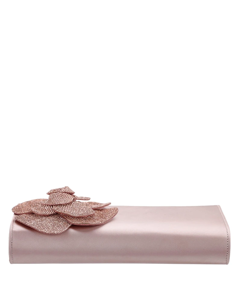 Nina Large Crystal Flower Slim Clutch Bag