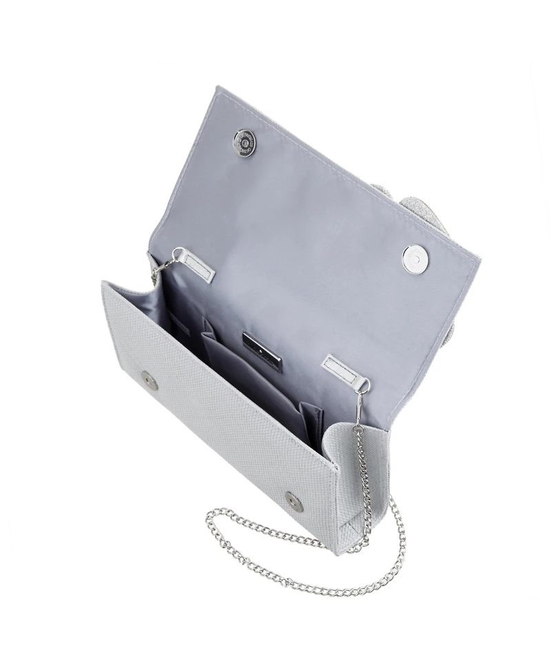 Nina Large Crystal Flower Slim Clutch Bag
