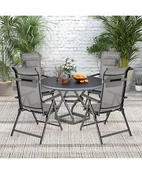 Gymax Folding Patio Chairs Set of 4 Lounge Chairs w/ 10-Level Adjustable Backrests