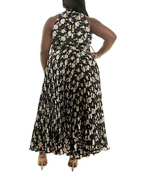 Taylor Plus Pleated Chiffon Fit & Flare Dress