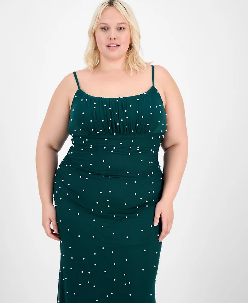 B Darlin Trendy Plus Emma Faux-Pearl Beaded Gown