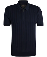 Boss by Hugo Boss Men's Cabled Front Cotton-Silk Knit Polo Shirt