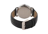 Peugeot Men's 38mm Black Dial Retro Design Calf Skin Leather Strap watch