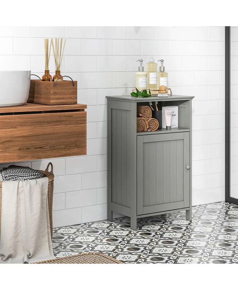 Bathroom Freestanding Adjustable Shelf Floor Storage Cabinet