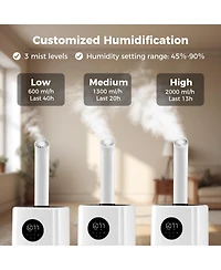 5.5Gal Humidifier for Large Room with 360° Nozzles and Wheels