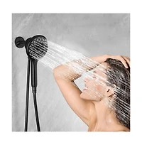 Rainsken High Pressure Shower Heads 6 Spray Mode, Magnetic Shower Head for Bathroom, Matte Black Handheld Shower with 60 inch Stainless Steel Hose