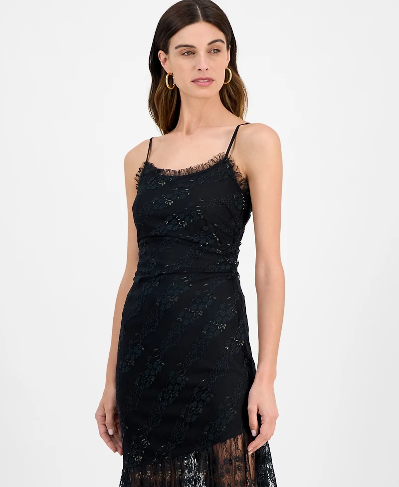14th Place Juniors' Asymmetrical Lace Dress