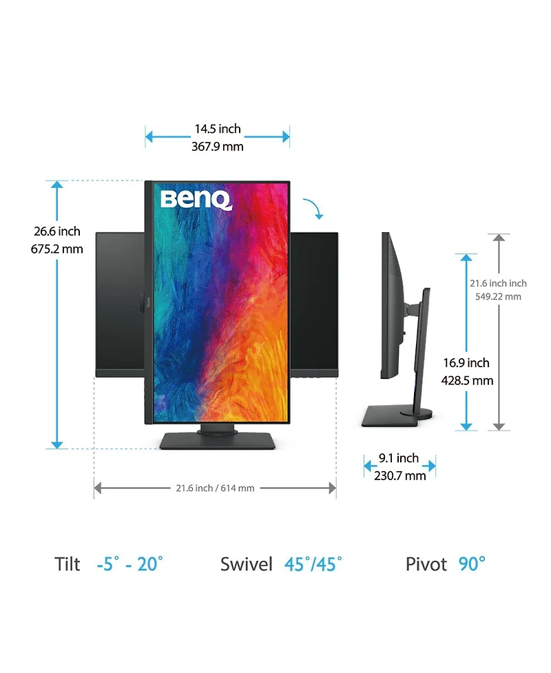 BenQ PD2705Q DesignVue 27" 16:9 Qhd Ips Hdr Design Monitor with Eye-Care, Metallic Gray