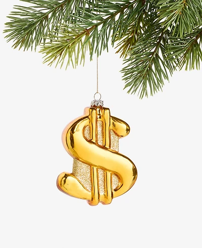 Holiday Lane Eclectic Charm Glass Dollar Sign Ornament, Macy's Exclusive