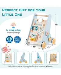 Slickblue Toddler Walker Push and Pull Learning Activity Center with Wheels