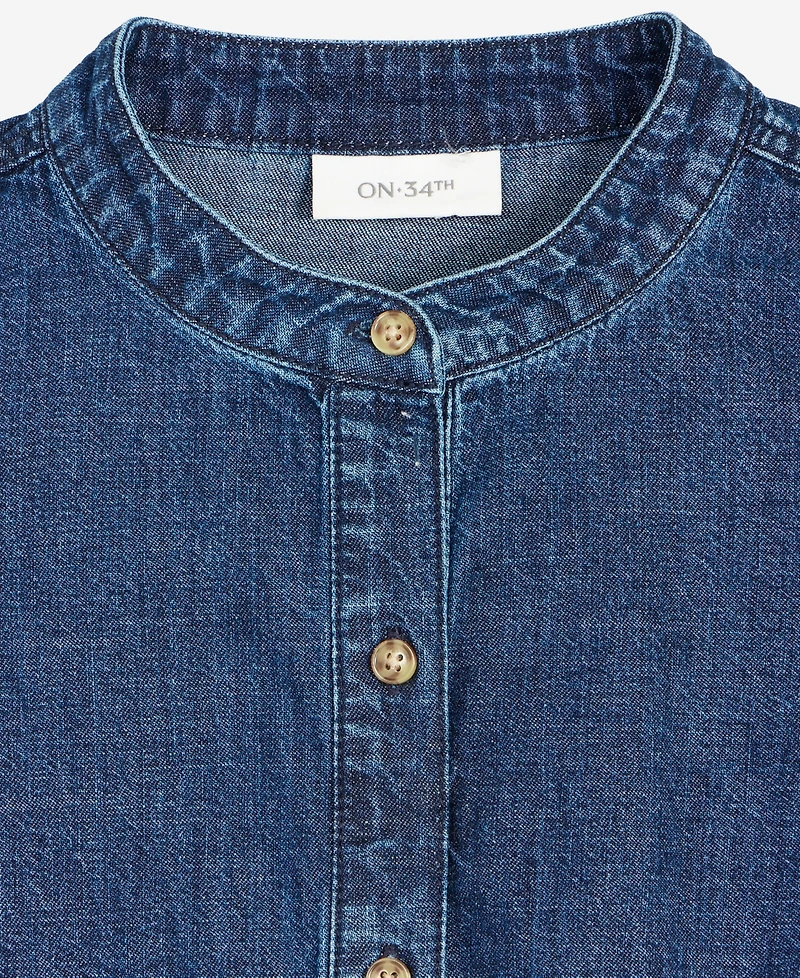 On 34th Women's Denim Puff-Sleeve Shirt, Exclusively at Macy's