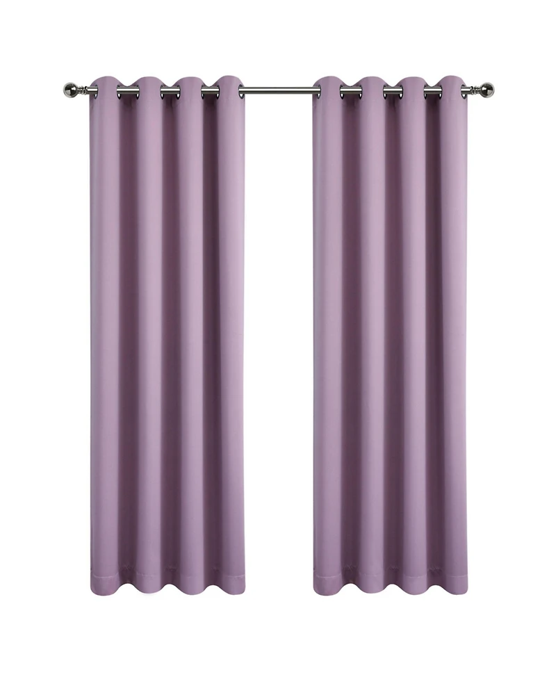 Kate Aurora 100% Hotel Thermal Blackout Lavender Grommet Top Curtain Panels - 50 in. W x in. L
