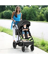 Slickblue Toddler 3-in-1 Folding Convertible Newborn Stroller with Detachable Bassinet