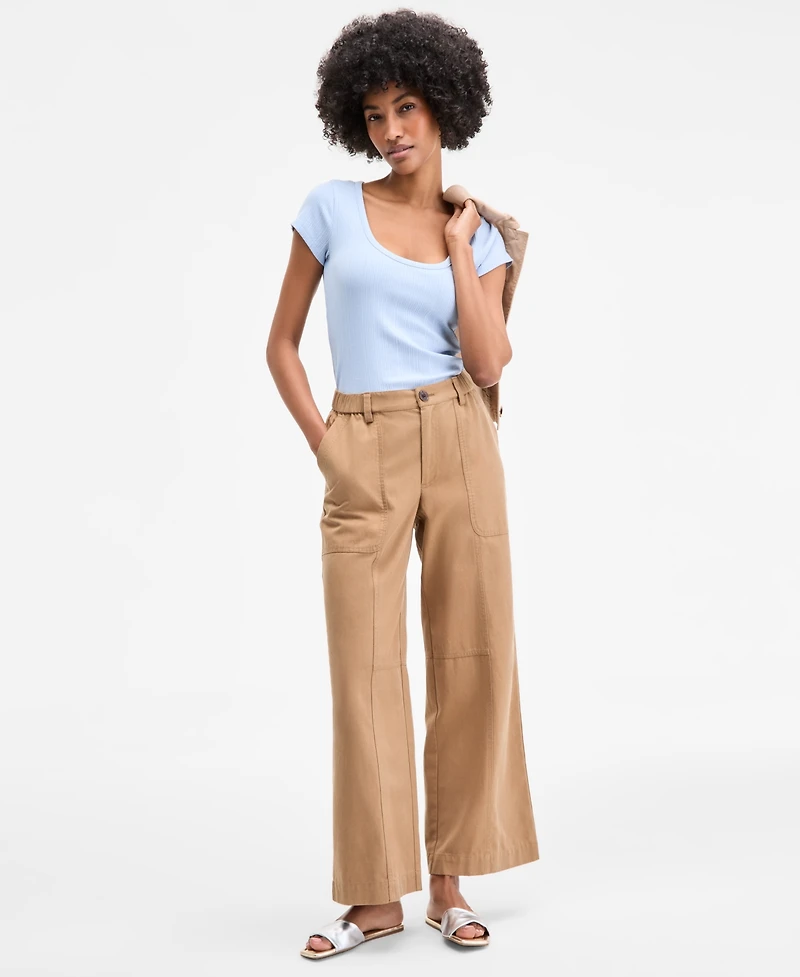 On 34th Women's Solid Easy Wide-Leg Pants, Exclusively at Macy's