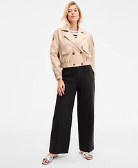 On 34th Women's Solid Cropped Trench Jacket, Exclusively at Macy's