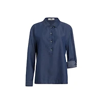 Etcetera Women's Chambray-Look Popover Blouse Strait