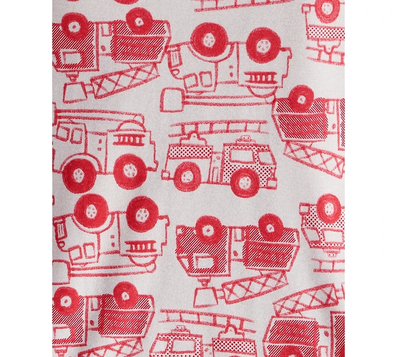 Carter's Toddler Boys Firetruck-Print Snug-Fit Cotton Pajamas, 4 Piece Set