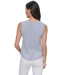 Dkny Jeans Women's Cotton Boucle Sleeveless Sweater