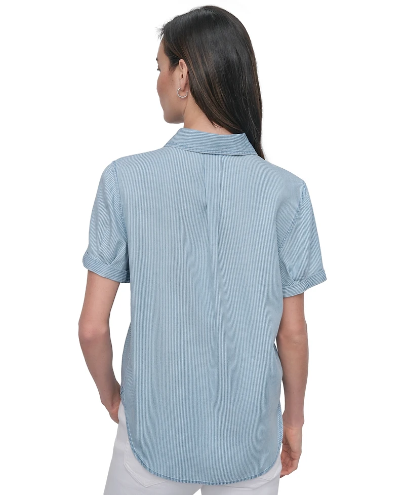 Dkny Jeans Women's Rolled-Sleeve Button-Up Shirt