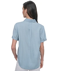 Dkny Jeans Women's Rolled-Sleeve Button-Up Shirt