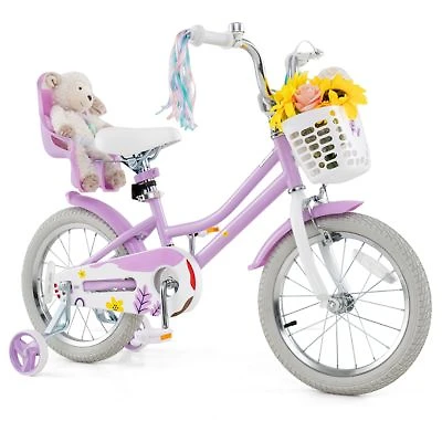 Kids Bicycle for Girls with Doll Seat Colorful Streamers for Fun Riding