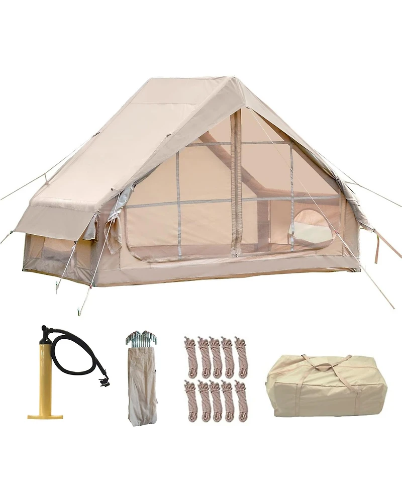 Gouun Inflatable 4 to 6 Person Glamping Tent with Pump and Mesh Windows