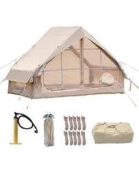Gouun Inflatable 4 to 6 Person Glamping Tent with Pump and Mesh Windows