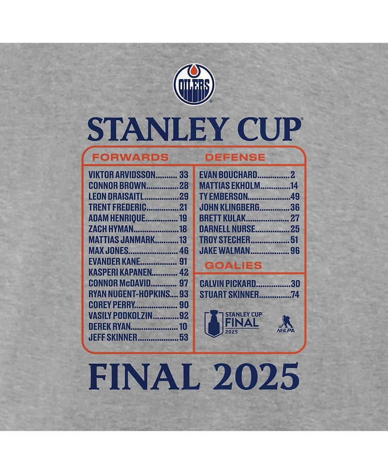 Fanatics Men's Steel Edmonton Oilers 2025 Nhl Stanley Cup Playoffs Roster T-Shirt