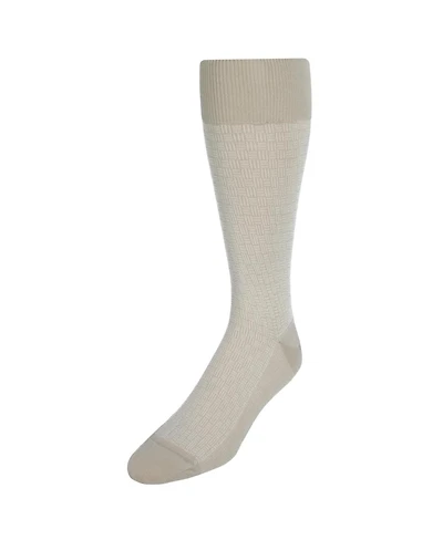 Trafalgar Men's Horatio Cross Hatch Design Mid-Calf Mercerized Cotton Socks