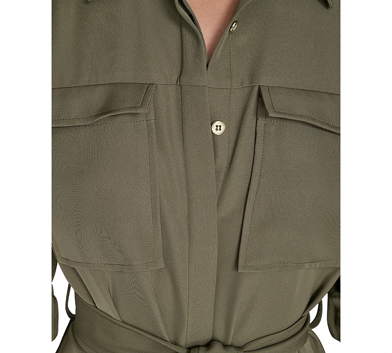 Halston Women's Soft Suiting Belted Utility Shirt