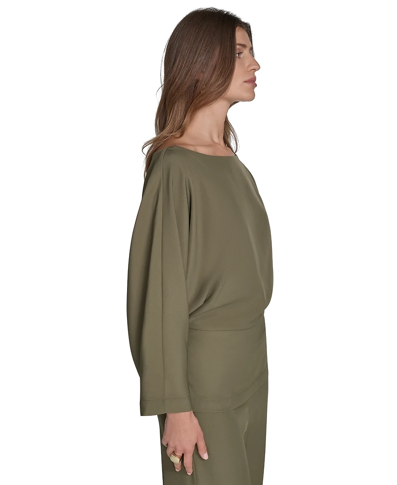 Halston Women's Peplum 3/4-Sleeve Boat-Neck Top